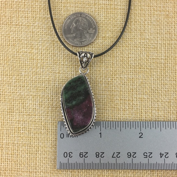Ruby in Zoisite Stone Pendant Necklace - Picture 9 of 9